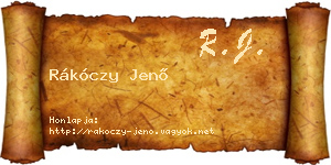 Rákóczy Jenő névjegykártya